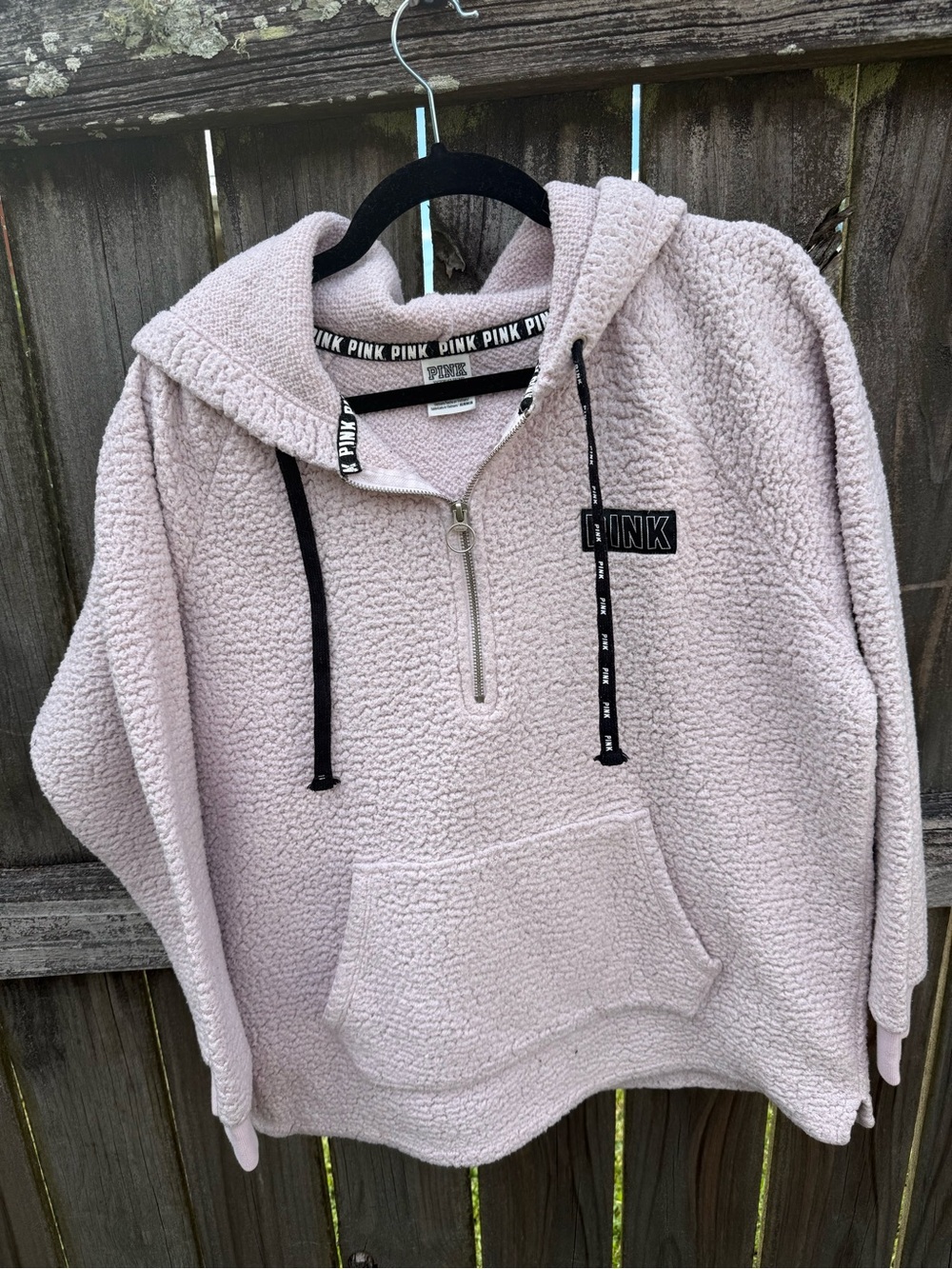 Victoria's Secret PINK Plush Sherpa Half-Zip Hoodie - Light Pink